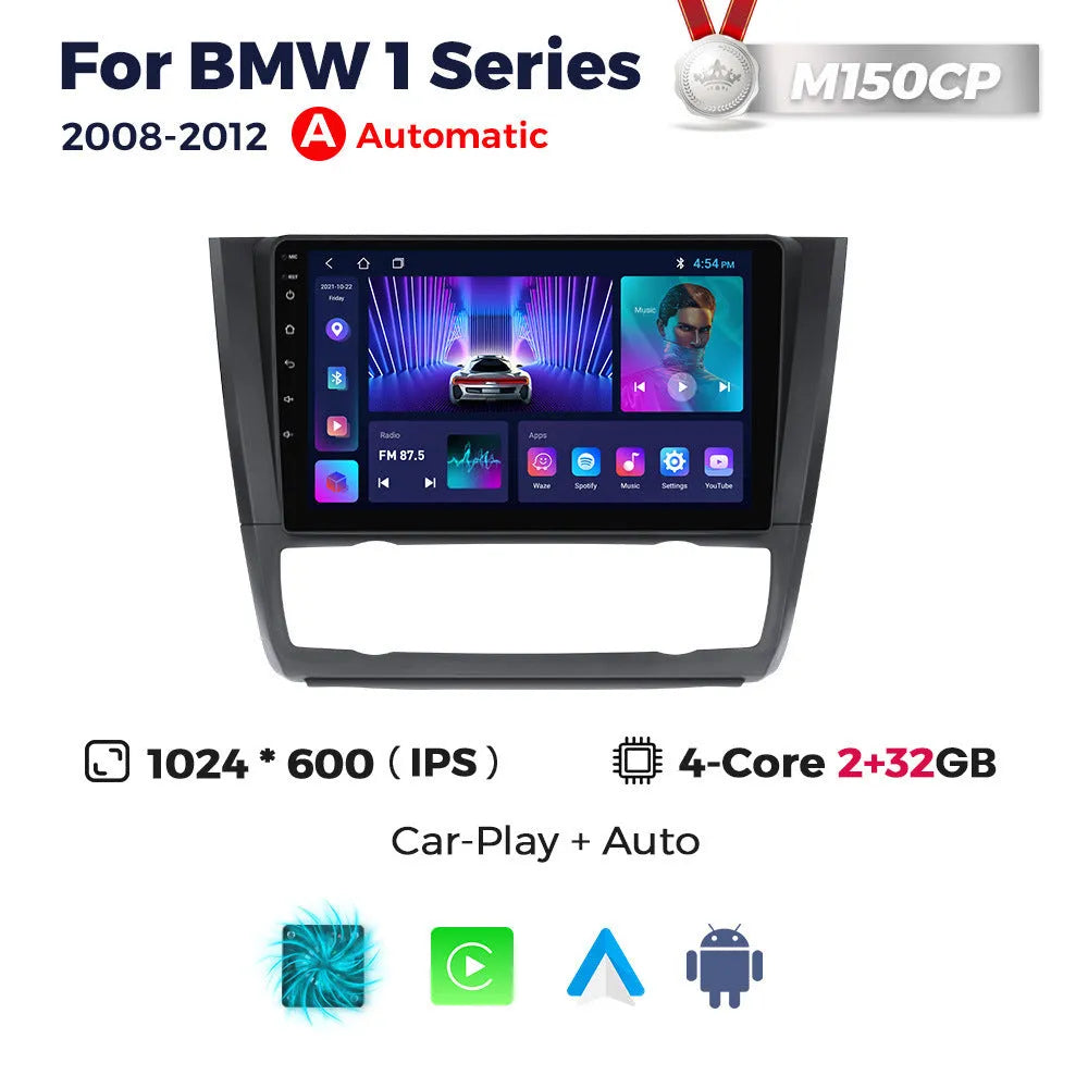 9-inch Android car navigation and central control touchscreen unit for BMW E87 vehicles.