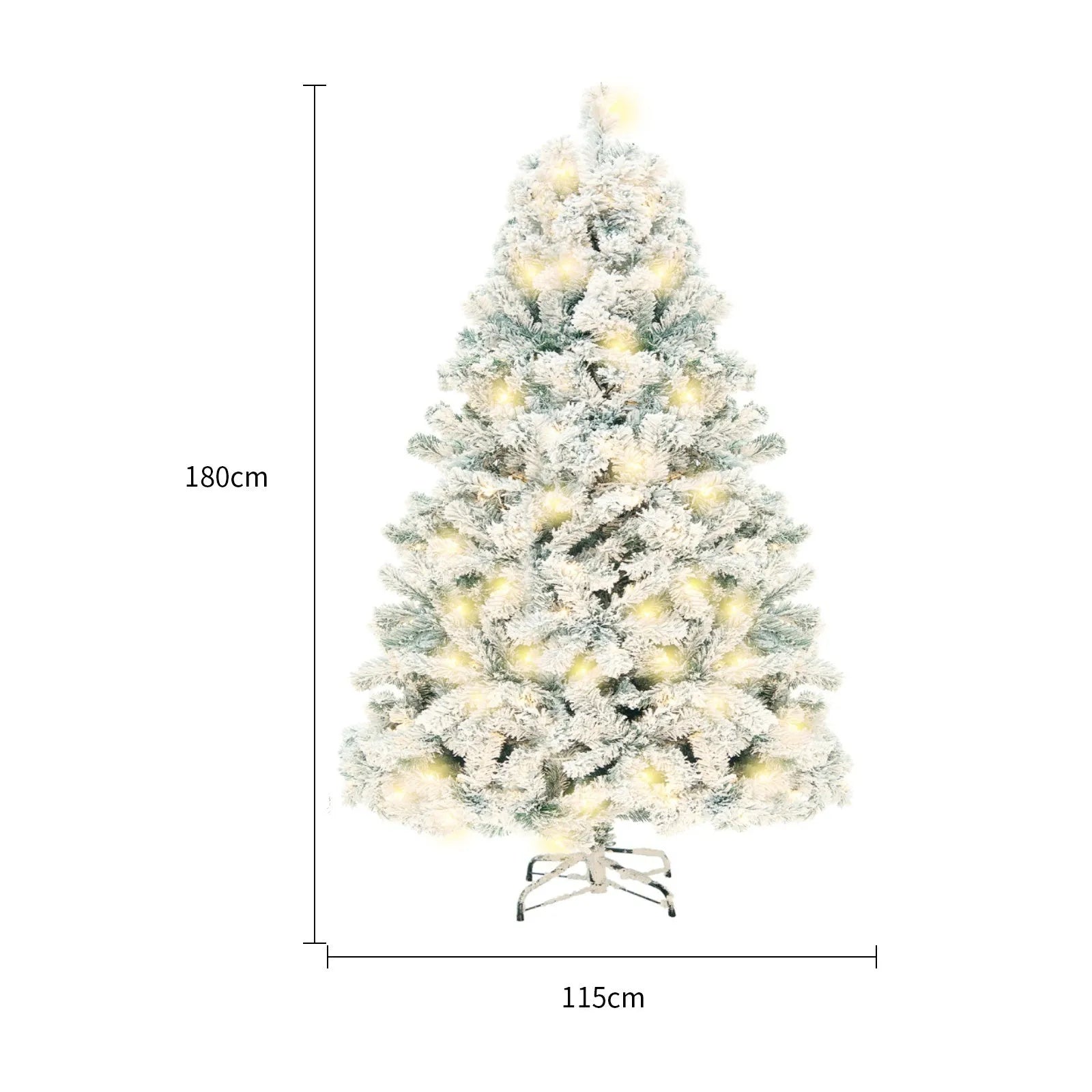 PVC artificial snow Christmas tree with metal stand in green and white colour options