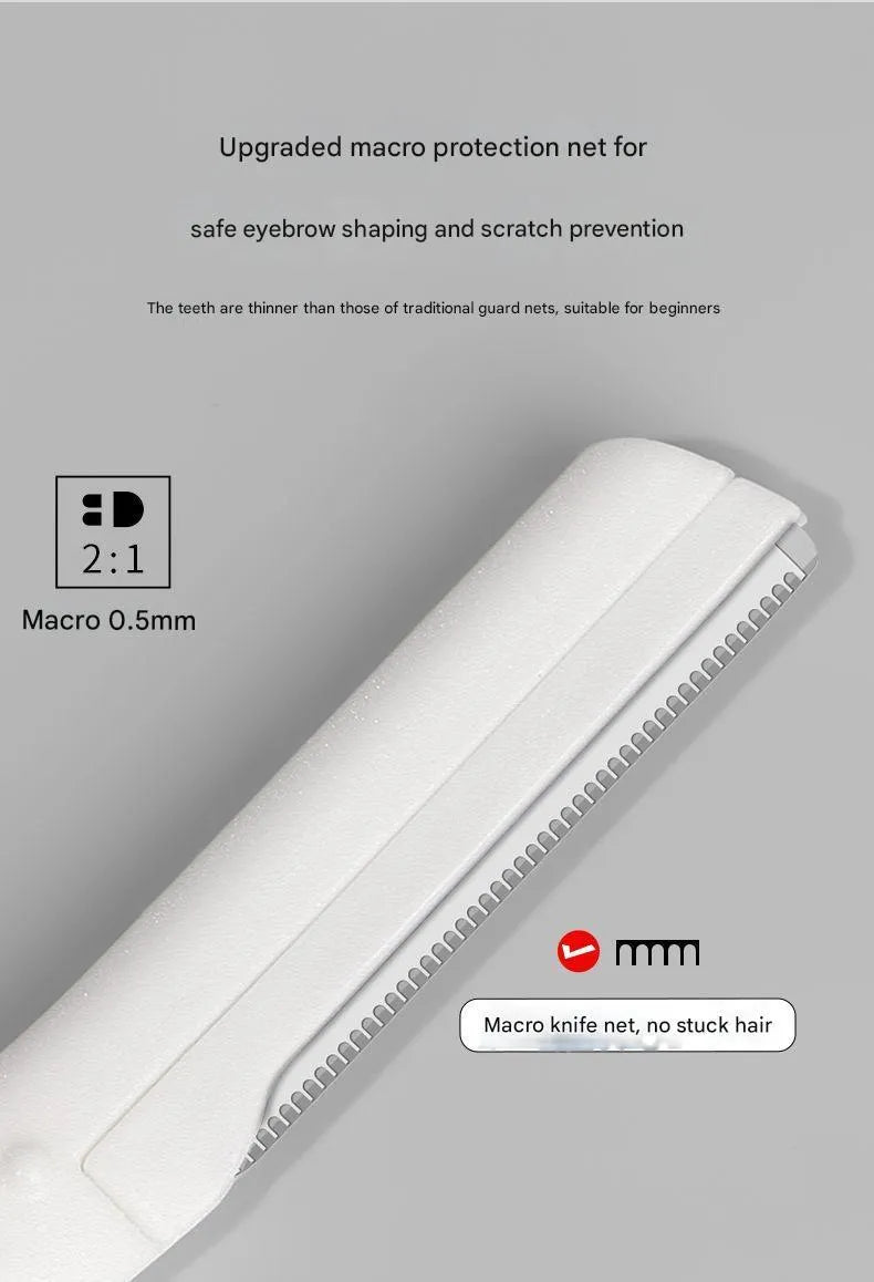 Safety design eyebrow trimmer set with macro detailing tool for precise eyebrow shaping