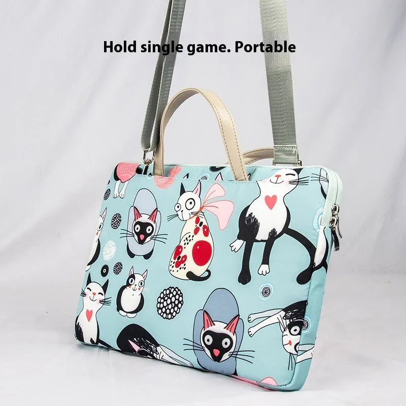 Cartoon animal print polyester laptop bag with Alien Cat pattern for 10 to 16 inch devices