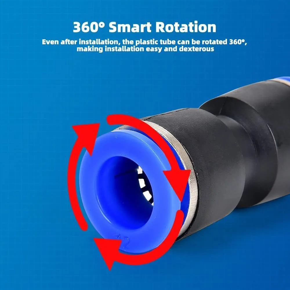 60-piece set of grey alloy plastic pneumatic push-in connectors with R1/4 and R1/2 threads.