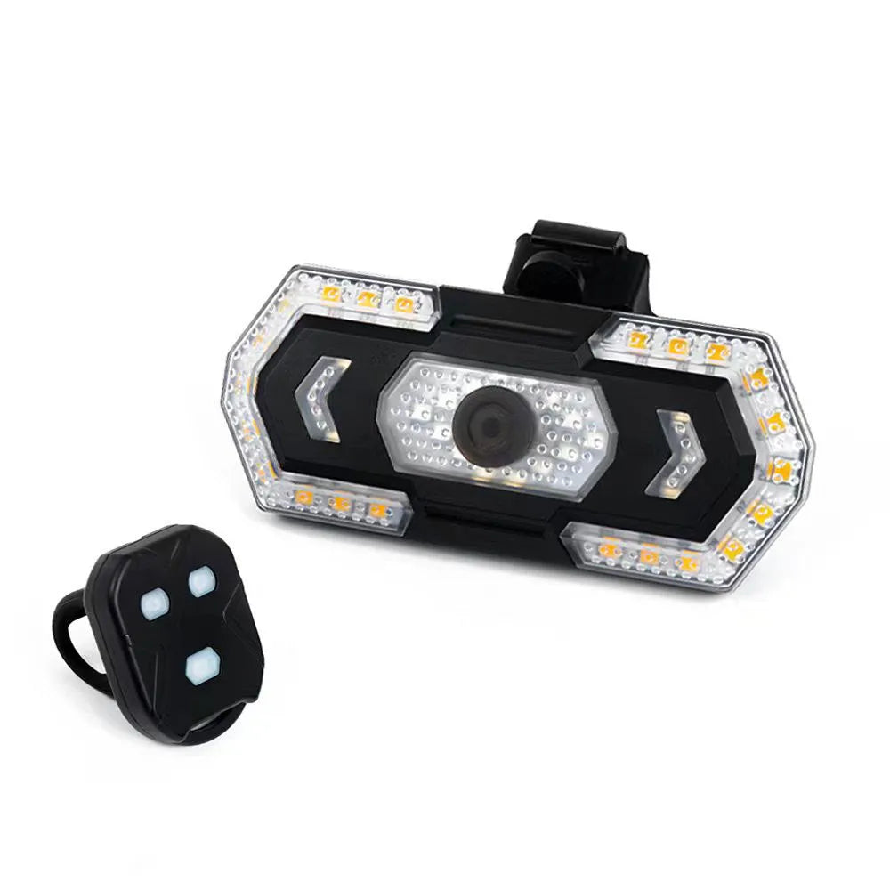 Black wireless remote control LED vehicle taillight with USB charging port and waterproof exterior