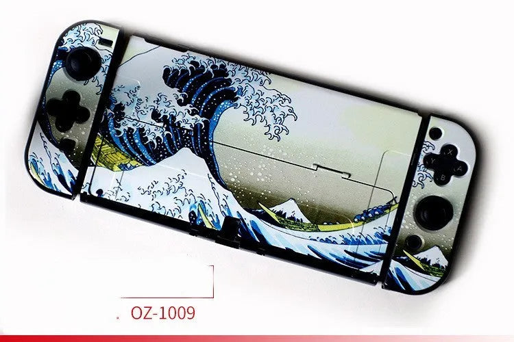 Nintendo Switch OLED hard protective case in decorative shell pattern with analogue caps