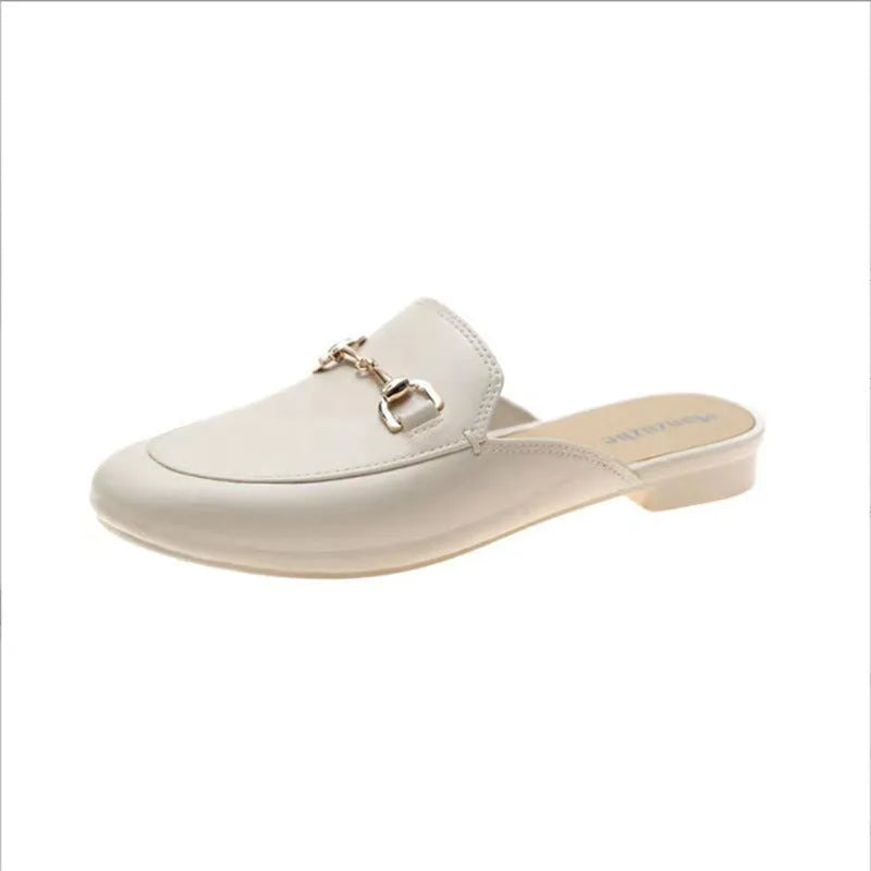 Women's PVC closed toe half slippers in various buckle styles and colours