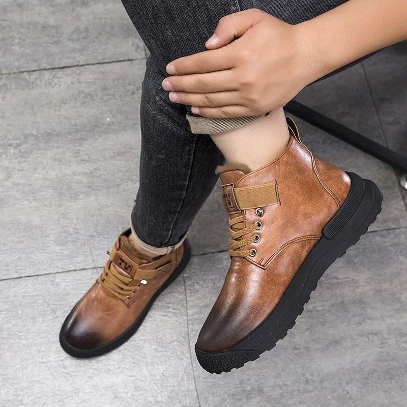 Martin Boots high-top platform boots with velvet-like artificial PU upper in black and brown colours