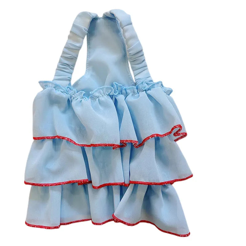 Summer thin polyester pet princess dress with cartoon print in suspender skirt style