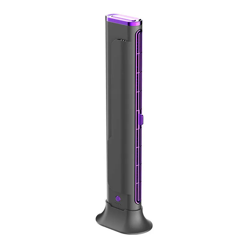 Household stand dual-purpose floor fan with USB light and sound, 37x7cm, grey, three speed settings, battery operated