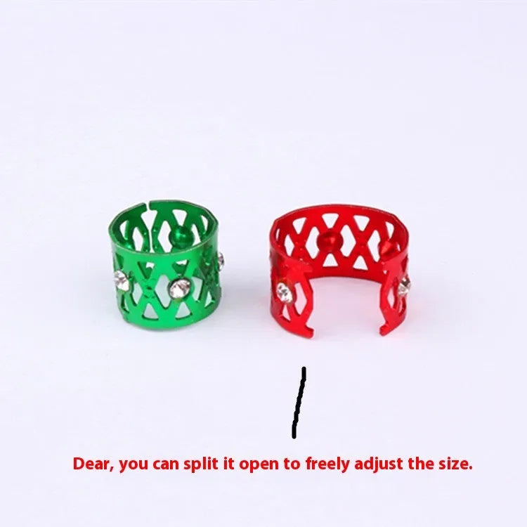Aluminium hair ring wig decoration with hollow jewelled design and crown motif in multiple colour options.