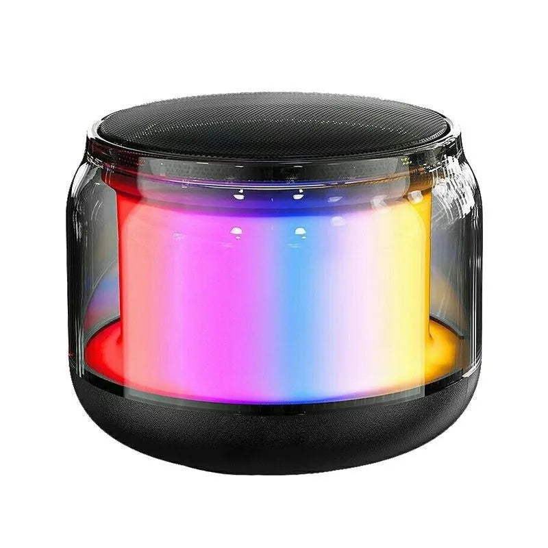 Black pistol-shaped Bluetooth speaker with colour glaze finish on desktop