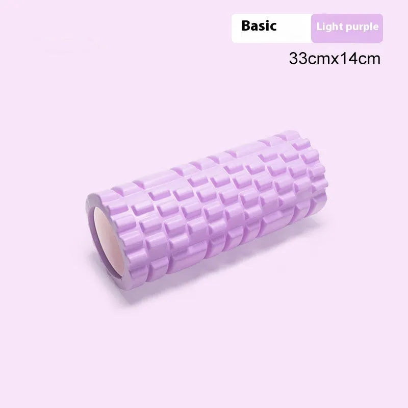 A firm EVA foam roller in a choice of colours like pink or black, shown in different sizes for fitness recovery.