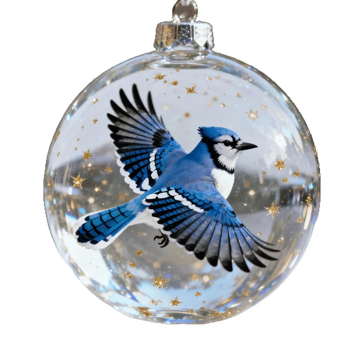 Clear faceted crystal bird pendant ornament 7cm with hanging loop, hummingbird design