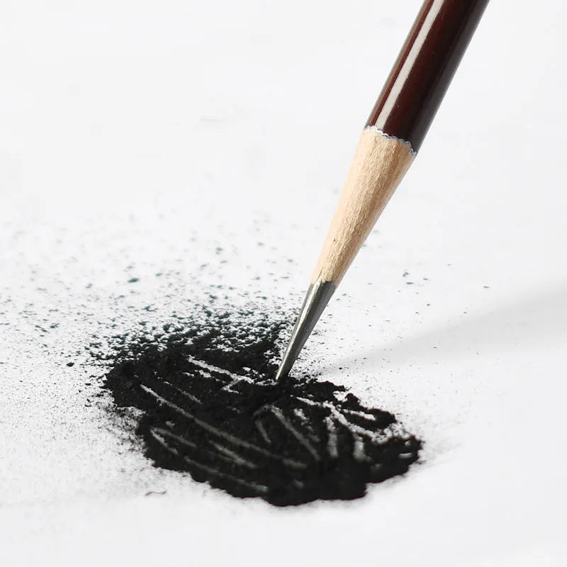 Professional charcoal drawing set with 34 pencil types including soft carbon tools and grades from 2H to EE