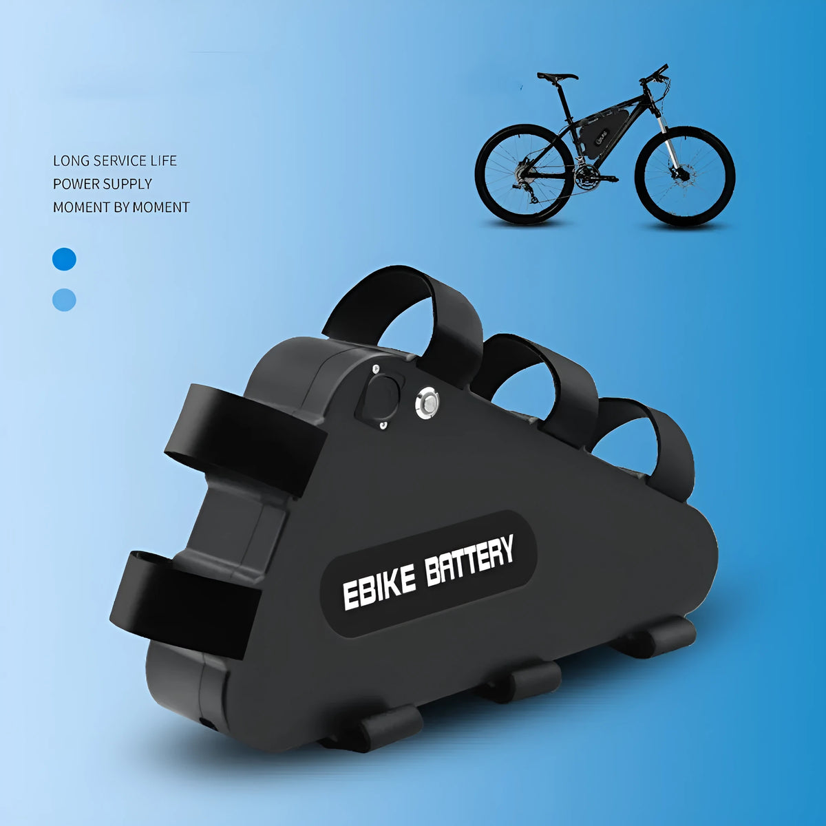 Modified electric mountain bike triangular plastic shell lithium battery pack in black plastic casing