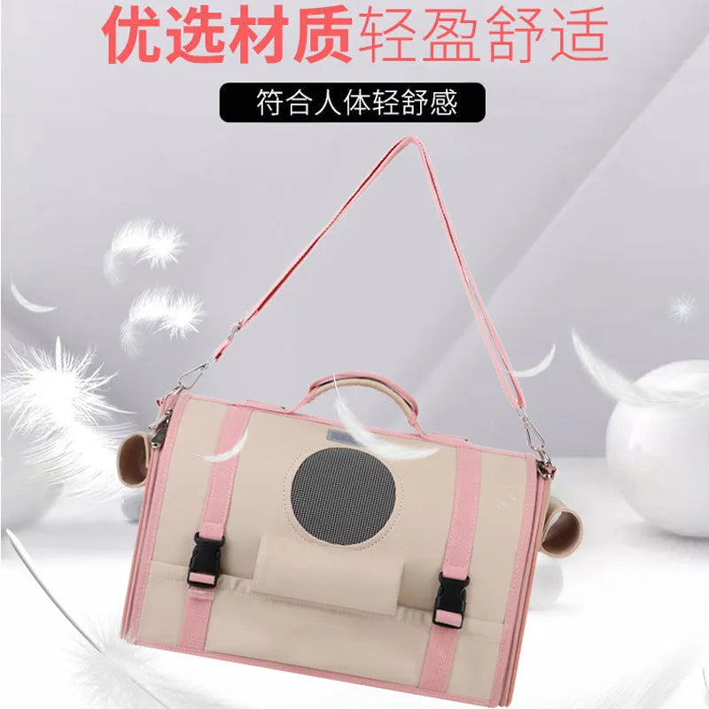 Canvas pet backpack for cats and dogs in beige or green, large and small sizes available