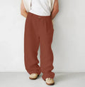 Men's loose fit linen pleated trousers in grey with high waist and straight leg styling