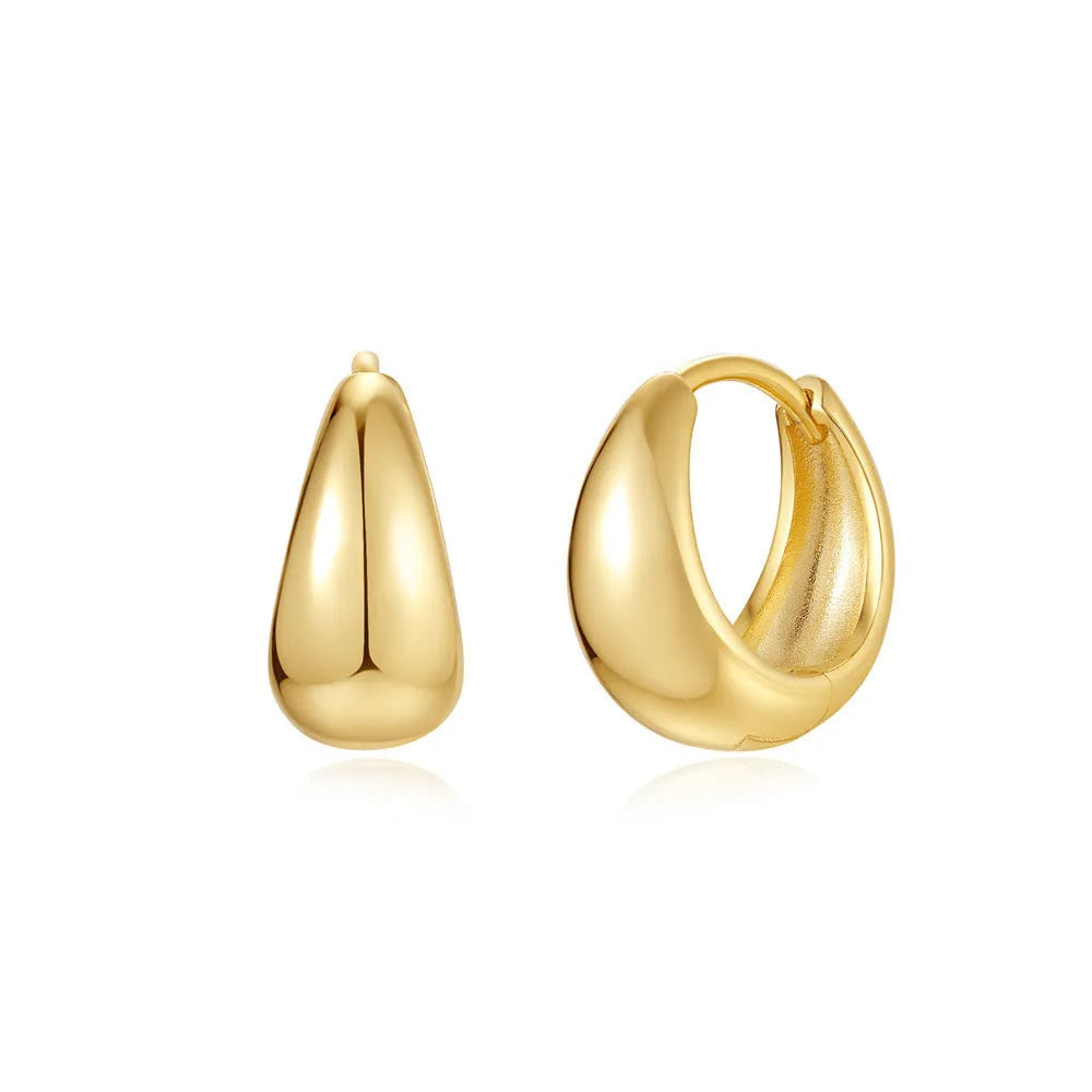 Golden brass diamond earclip earrings with geometric round design on copper base