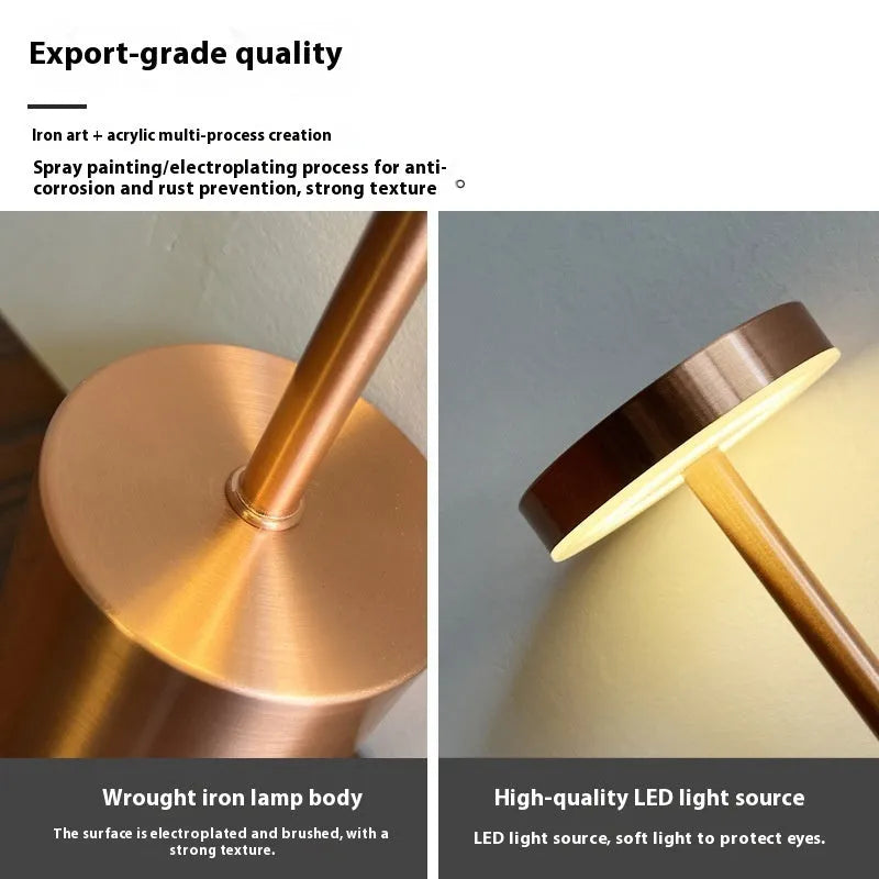 LED rechargeable small night lamp with three colour charging, I-shaped table lamp in five colour options
