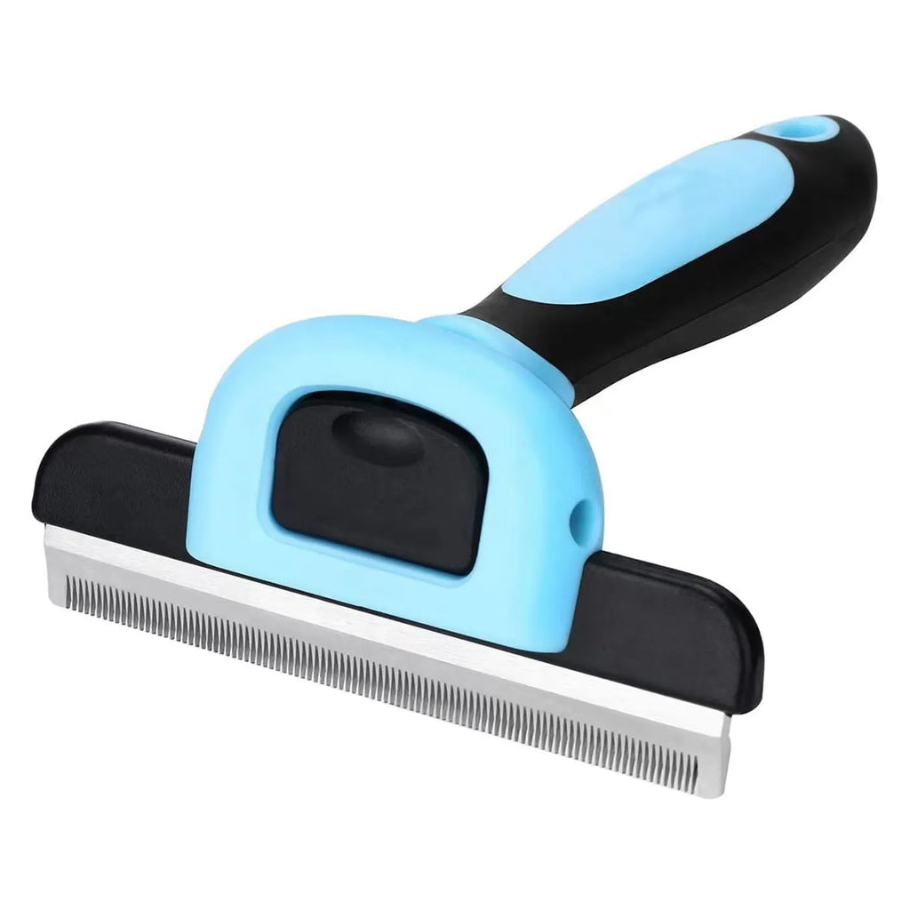 Large blue removable knot opener pet hair removal comb for dogs, 13.5 x 10.5 x 5 cm, stainless steel