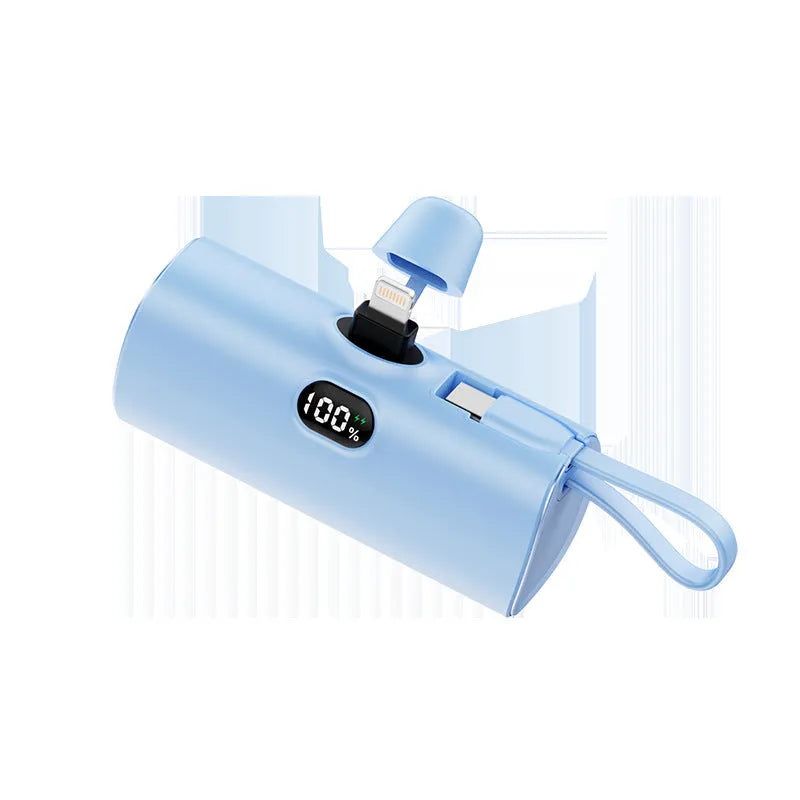 Capsule-shaped digital display wireless power bank with plug in five colour options