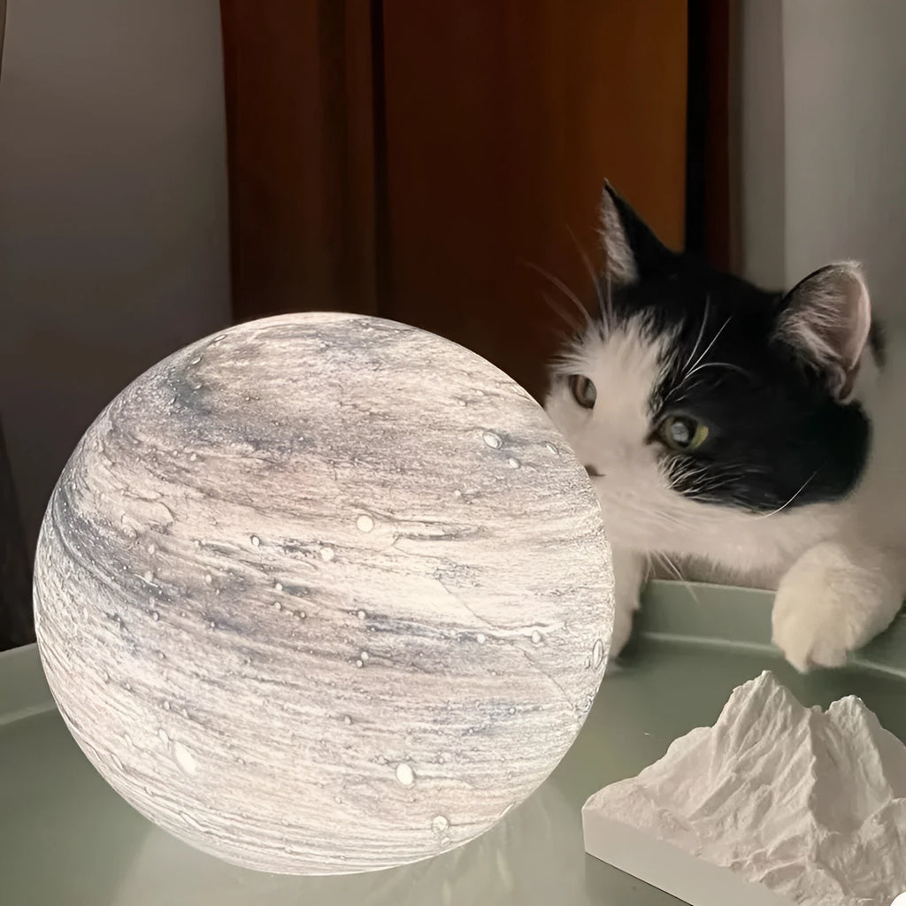 Glass planet night light in Blue Planet and Earth Planet colours, 120mm and 150mm, USB bedside decoration