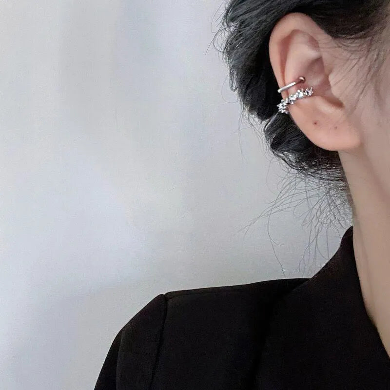 Alloy geometric earrings with irregular frosty style and double clip design in colour B4710