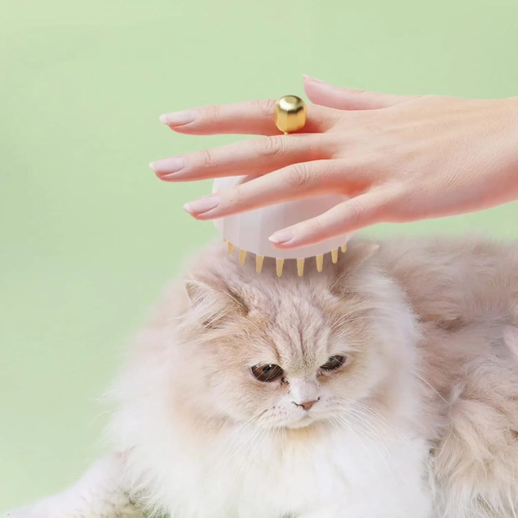 Silicone pet shampoo brush with double-sided massage design for dog and cat bath time