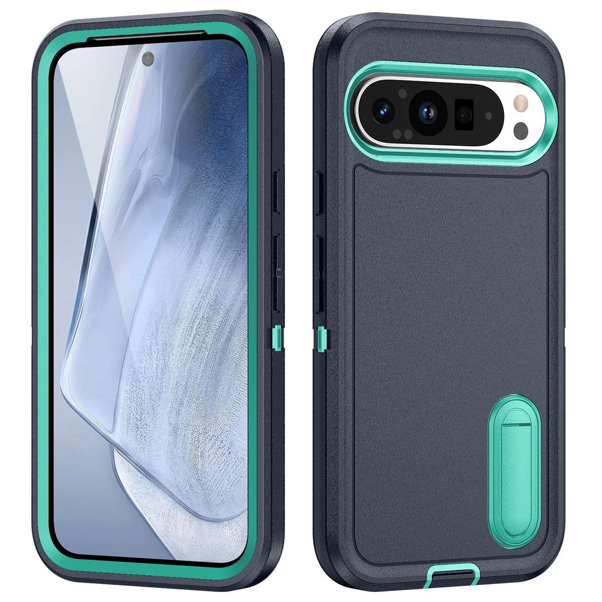 Wei Sanfang protective phone case with bracket for Google Pixel9 in black and orange finish
