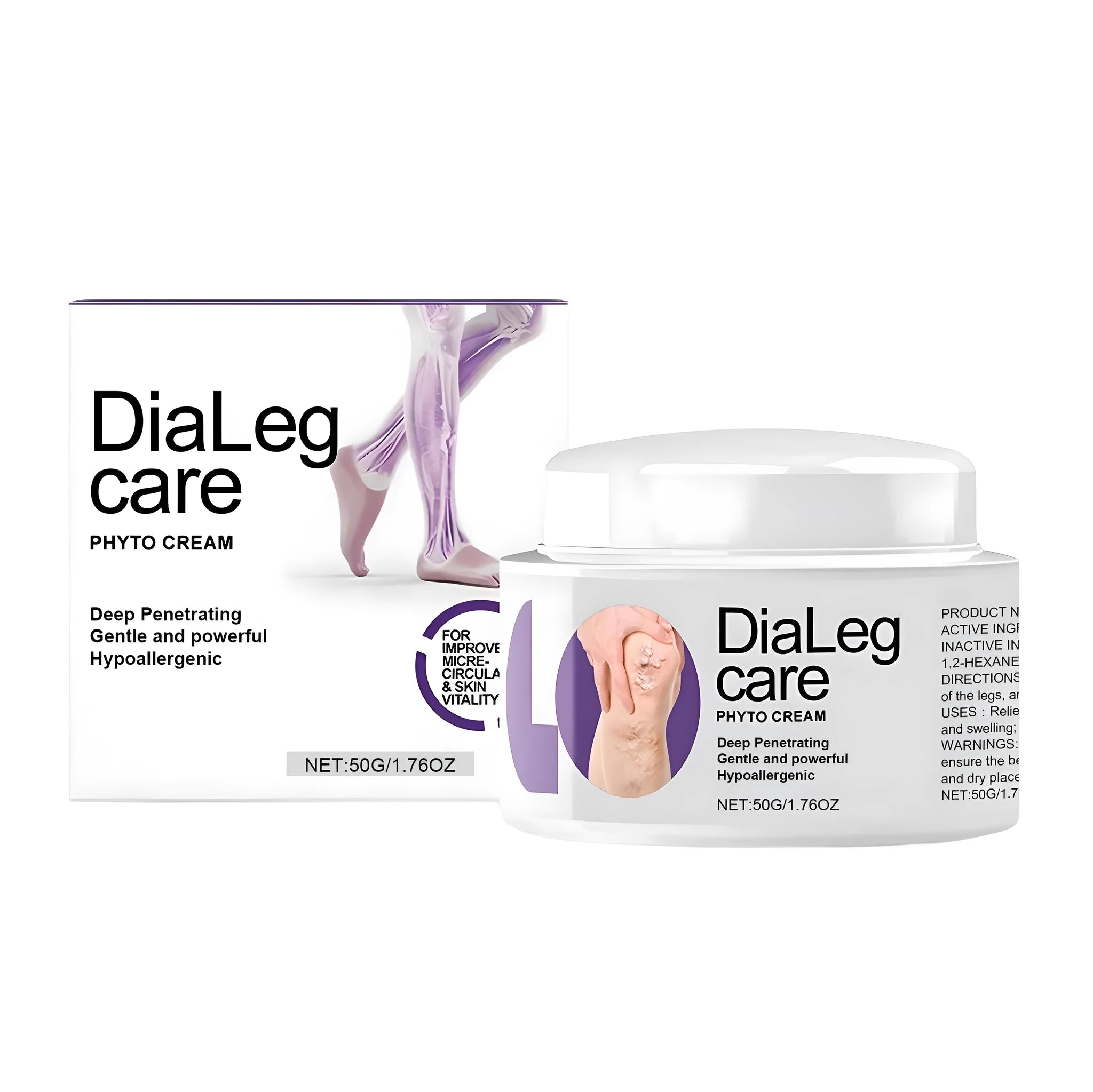 50g jar of varicose vein care cream with mint leaves and shea butter
