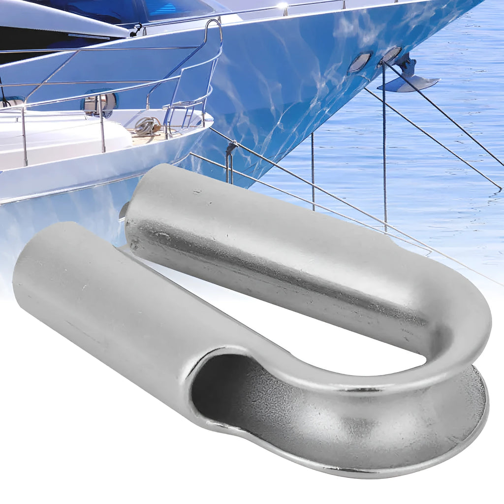 Stainless steel tubular chicken heart ring sleeve ring in round form on a white background.