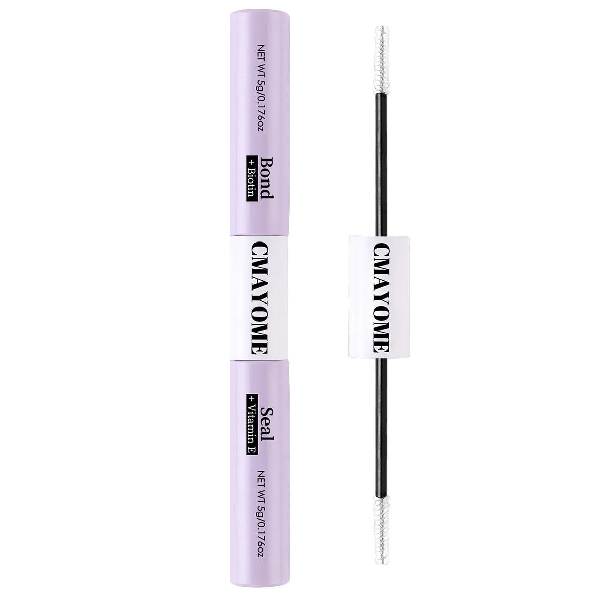 Double-headed eyelash glue in waterproof quick setting split type format with black lid and applicator tip
