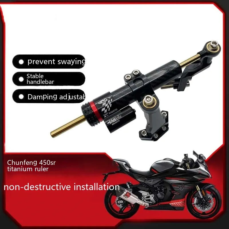 CFMOTO 450SR directional damper bracket with carbon fibre construction and 16-segment adjustment gear