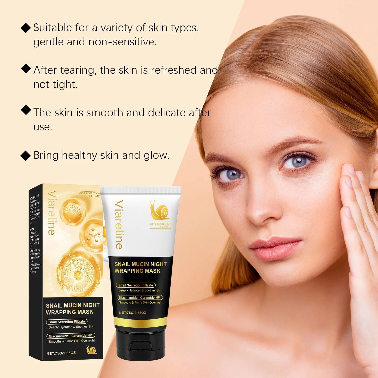 75g tube of snail mucus tearing face mask with nourishing ingredients