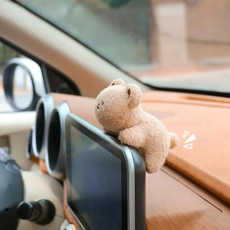 Fabric plush doll car console decoration in bear or rabbit cartoon designs