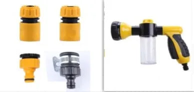 Green high-pressure foam spray gun with adjustable nozzle for car washing and garden use