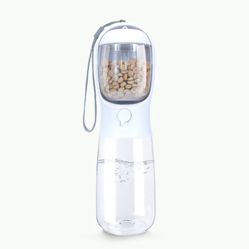 Portable plastic pet water cup for cats and dogs with detachable 550ML capacity in milk white colour