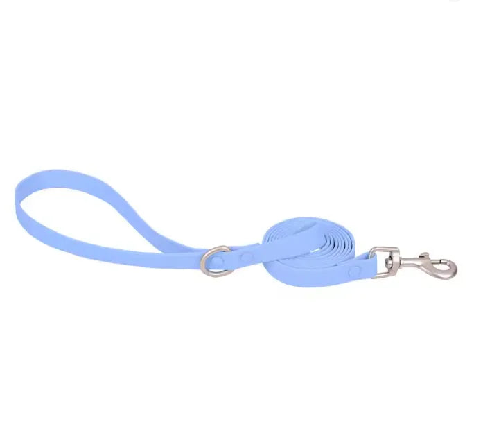 Macaron colour silicone waterproof pet leash in green, light blue, pink, purple, red, navy blue on white background