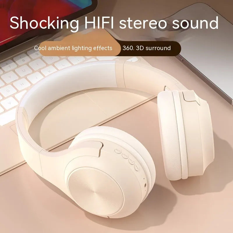 Creative design wireless Bluetooth headset shown in Ivory White, Chalk Black, and Youth Green colour options.