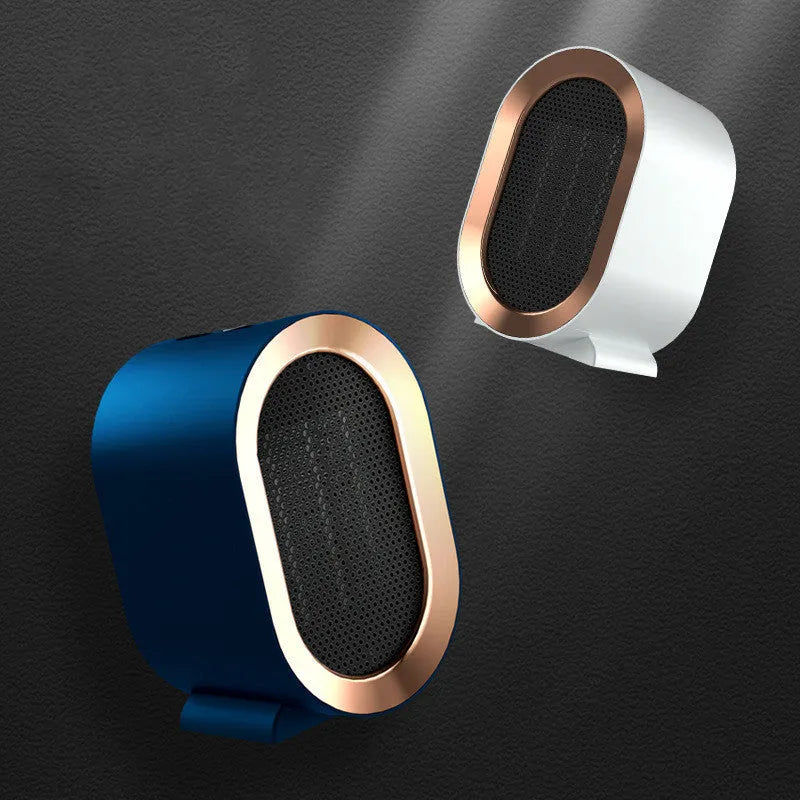 Compact desktop ceramic fan heater in a choice of colours with mechanical control dial.