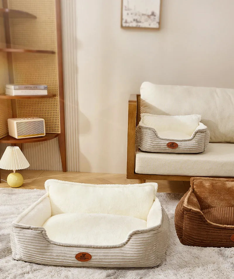Universal four season dog cat kennel with removable cushion in coffee or white colour