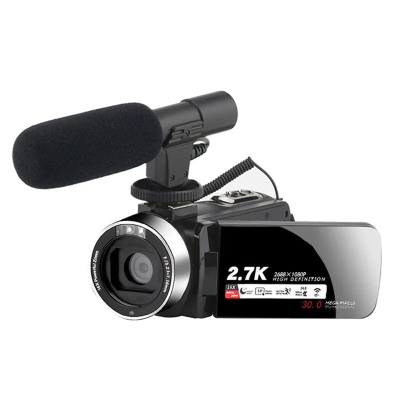 30-megapixel WiFi HD digital camera with touch screen and night vision, white, no hat