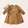 Spring Autumn Korean Style Children's Cotton Linen Printed Dress Long Sleeve Girls Pastoral Dress Suitable Height 80cm 90cm 100cm 110cm 120cm