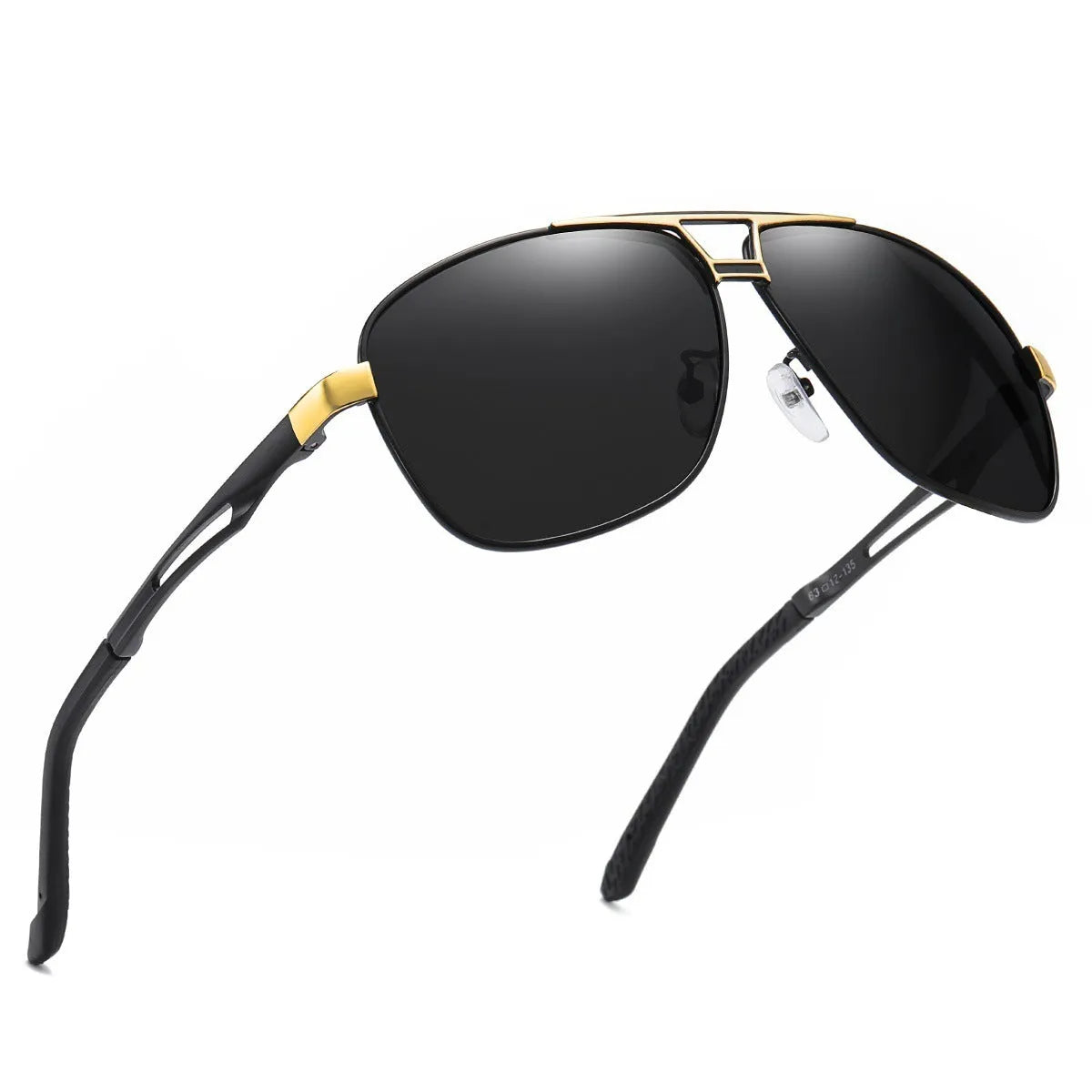 Men's orange red metal aviator sunglasses with polarised TAC lenses on a grey background