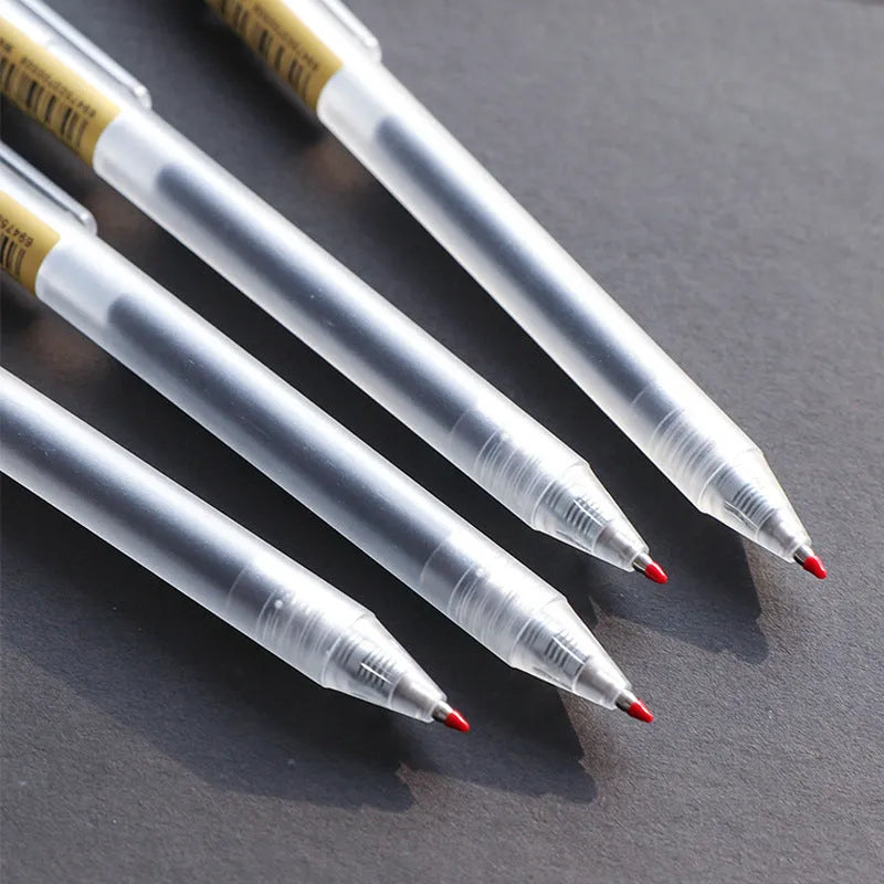 12 black retractable gel pens with frosted barrels and 2 refills on white background