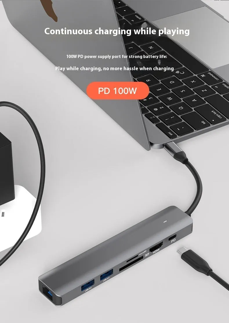 LQT-LH07 7-in-1 PD computer hub with multiple ports for laptop connectivity expansion.