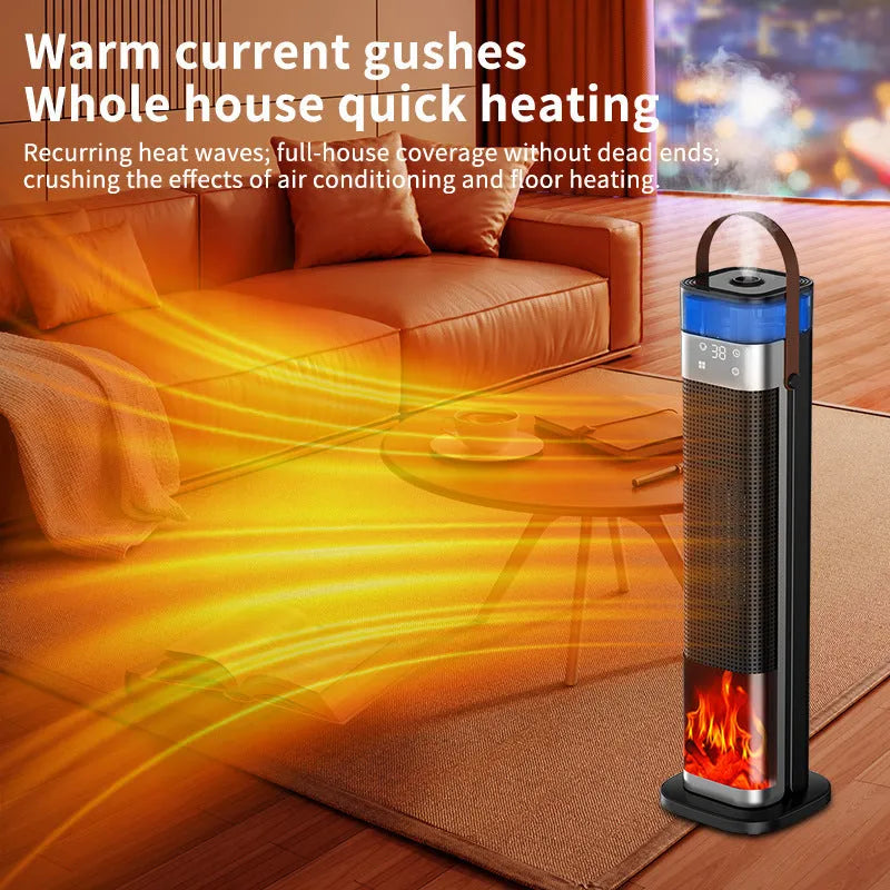 Upgraded humidifying colour vertical heater with remote control measuring 16x16x52.6cm