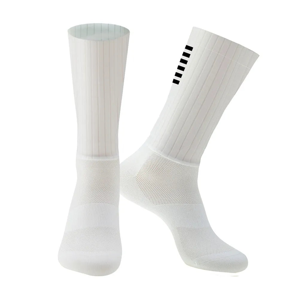 Athletic sports socks for running and cycling in orange, black, purple, white, grey or dark blue