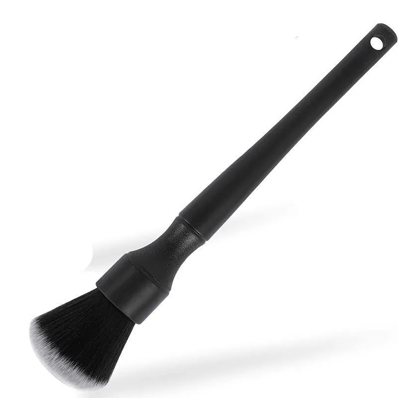 Black car detailing brush with PP handle and pig hair bristles showing 240mm and 160mm size options
