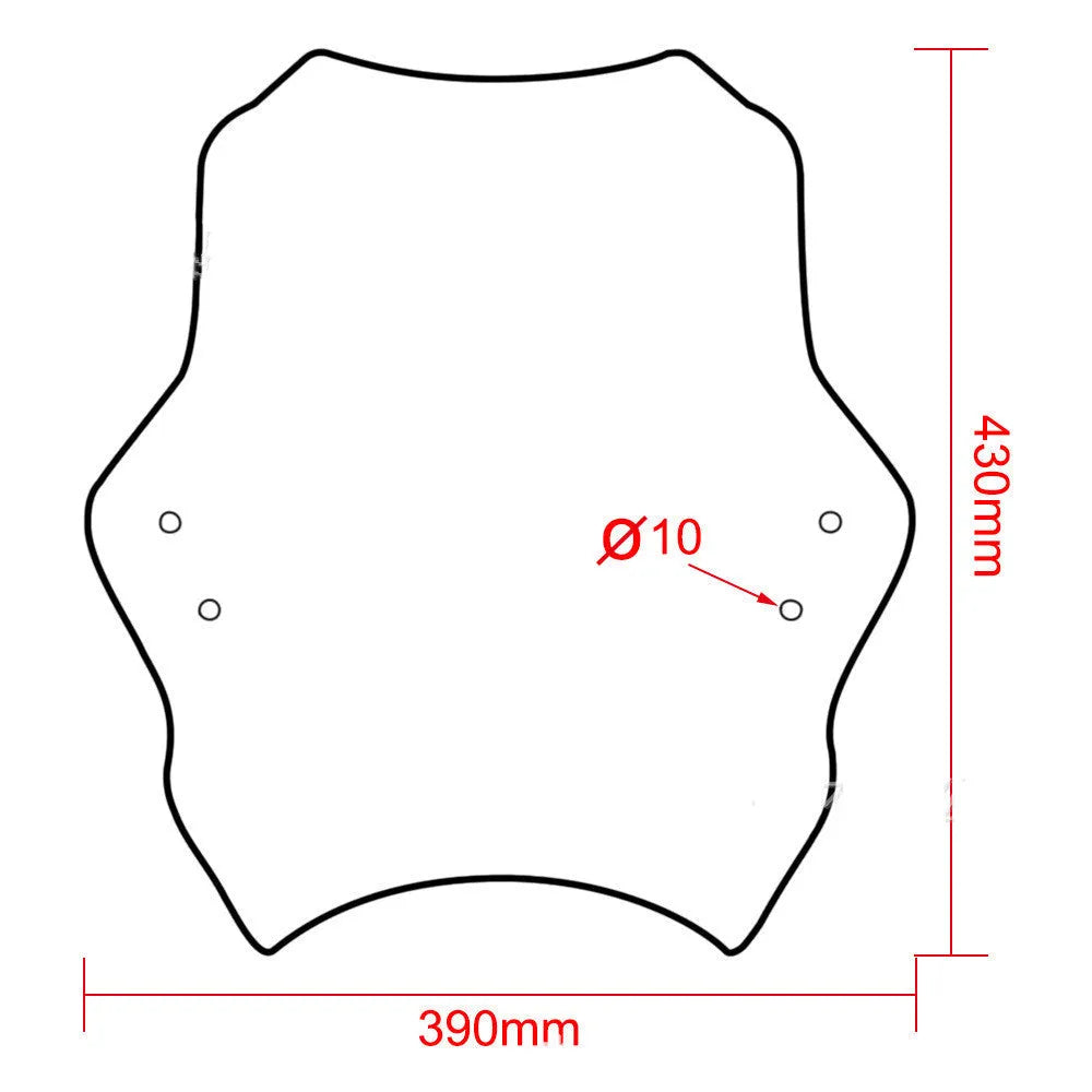 Universal motorcycle windshield deflector screen in ABS plastic for 22mm to 25mm handlebars, Smoke Grey Light Grey or Clear