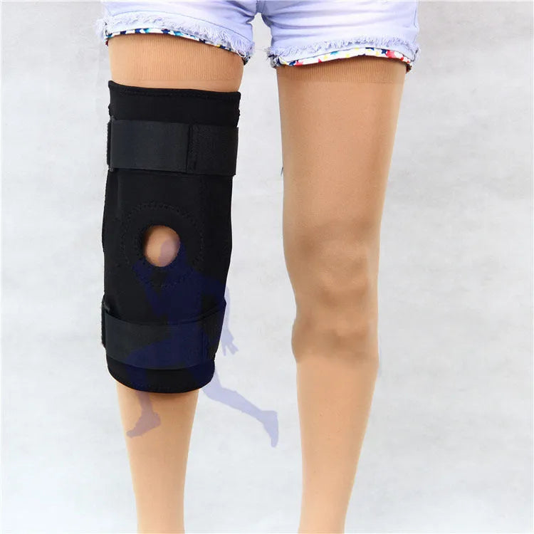Medical meniscus recovery steel brace knee support in black free size, diving material