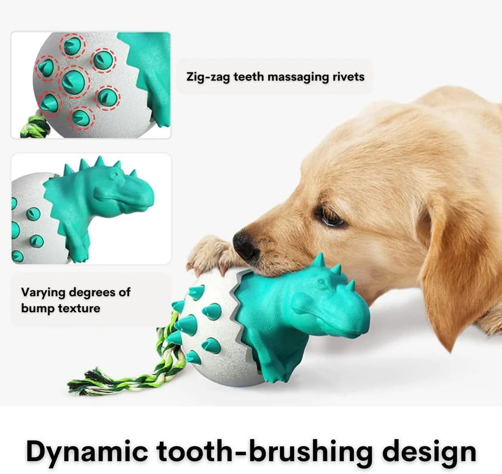 Durable blue dinosaur dog chew toy with rope for aggressive chewers